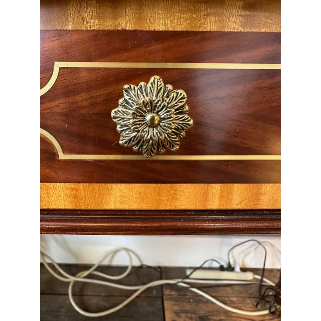 2010s Theodore Alexander Mahogany Desk With Cast Brass Accents and Two Drawers For Sale - Image 5 of 12