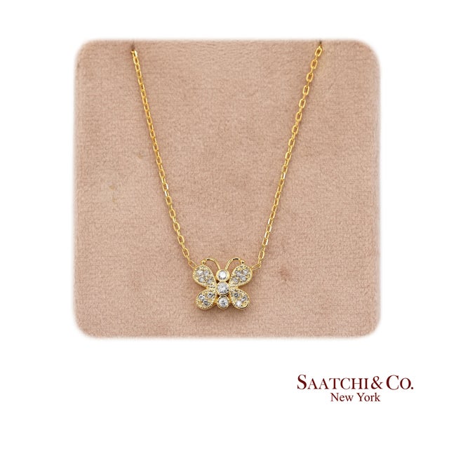 Natural Diamond Butterfly Pendant Necklace Metal Type: 14k Yellow Gold Total Item Weight: 3.9 Grams Total Necklace Length:...