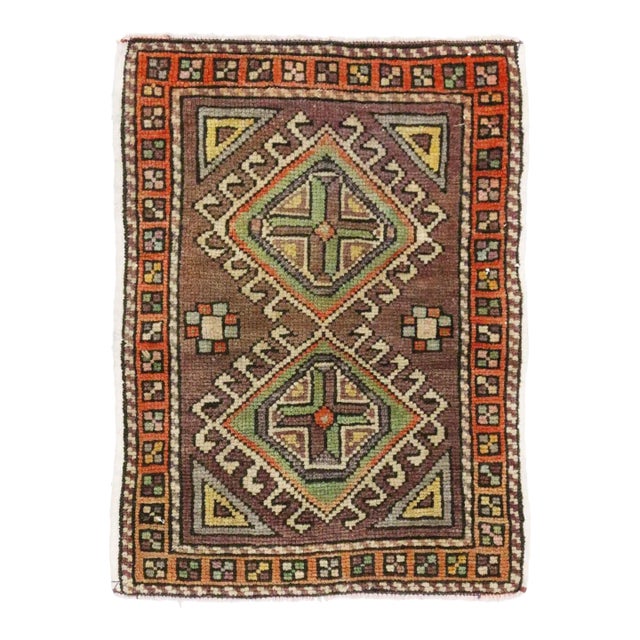 Vintage Turkish Yastik Rug - 01'05 X 01'11 For Sale