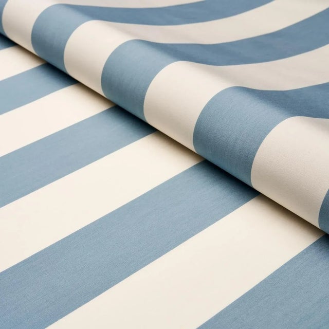 Transitional Schumacher James Stripe Fabric in Sky For Sale - Image 3 of 3