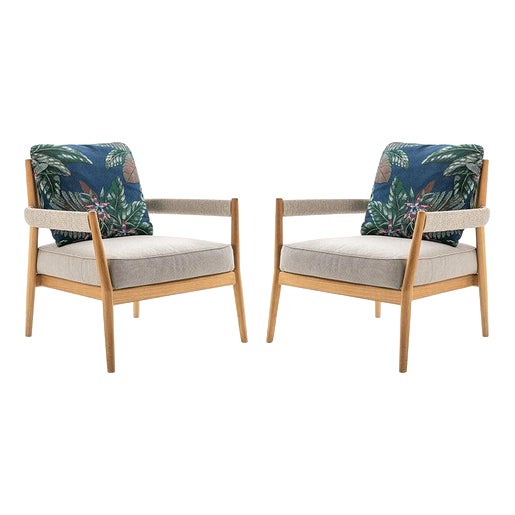 Teak, Rope and Fabric Dine Out Armchairs by Rodolfo Dordoni for Cassina, Set of 2 For Sale