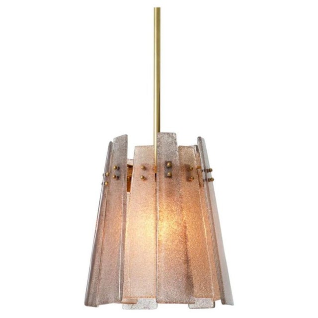 Gray Pendant Light Vintage Brass Handmade Grey Smoke Glass For Sale - Image 8 of 8