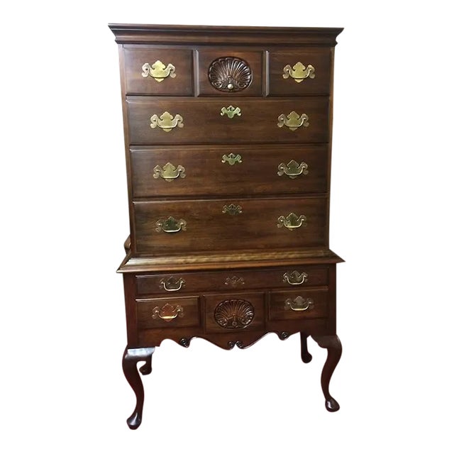 Henkel Harris Furniture Vintage High Chest of Drawers High Chest of Drawers Solid Wood Black Cherry For Sale