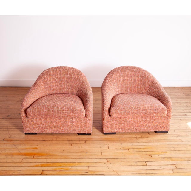 2010s Pair of Sensational Pink Chenille Club Chairs For Sale - Image 5 of 10