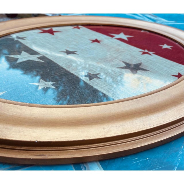 Antique American Flag Bunting Period Gold Frame, 19th Century For Sale - Image 4 of 6