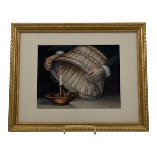 Vintage Original Tempera "Light Under a Bushel" Biblical Painting For Sale