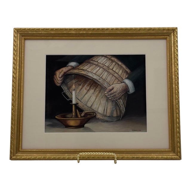 Vintage Original Tempera "Light Under a Bushel" Biblical Painting For Sale
