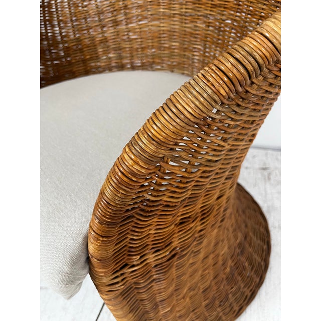 Vintage Fan Back Wicker Chair For Sale - Image 11 of 12