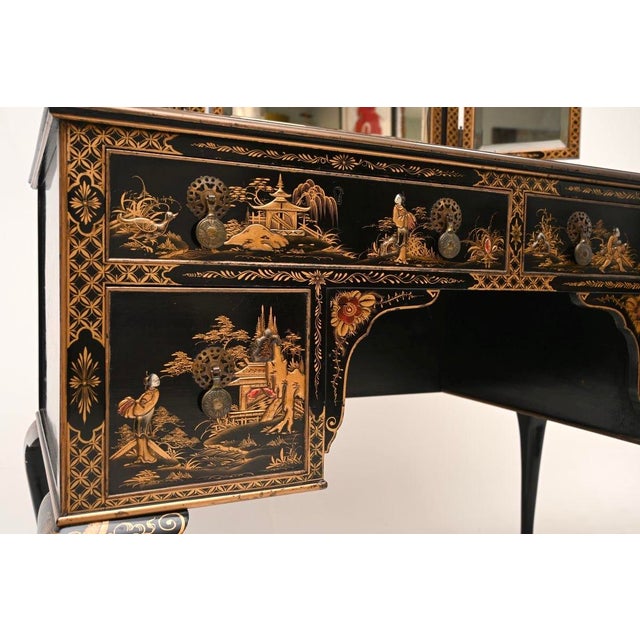 Antique Lacquered Chinoiserie Dressing Table, 1900 For Sale - Image 12 of 14