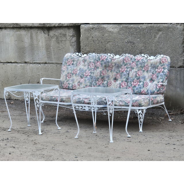 1950s Woodard Wrought Iron Patio Sofa & Tables, Attributed, 3 Pieces For Sale In New York - Image 6 of 12