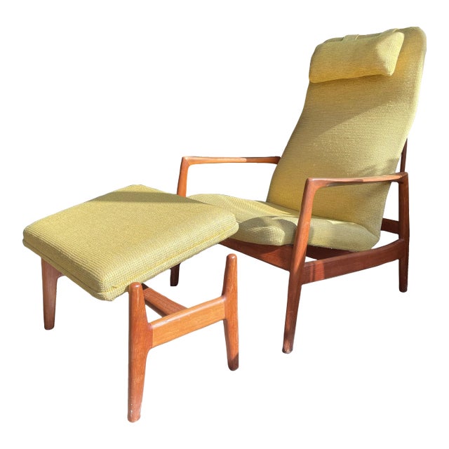 1960's Vintage Dux Armchair + Ottoman Set For Sale