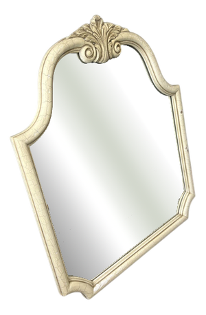 Vintage French Cream Wall Mirror with Carved Ornate Shell