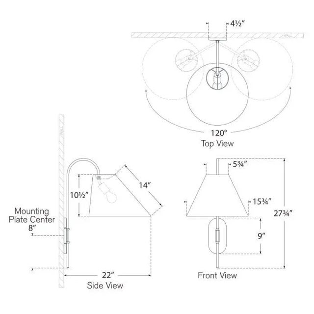 Visual Comfort Kate Spade New York for Visual Comfort Signature Kinsley Large Articulating Wall Light in Soft Brass with Linen Shade For Sale - Image 4 of 4