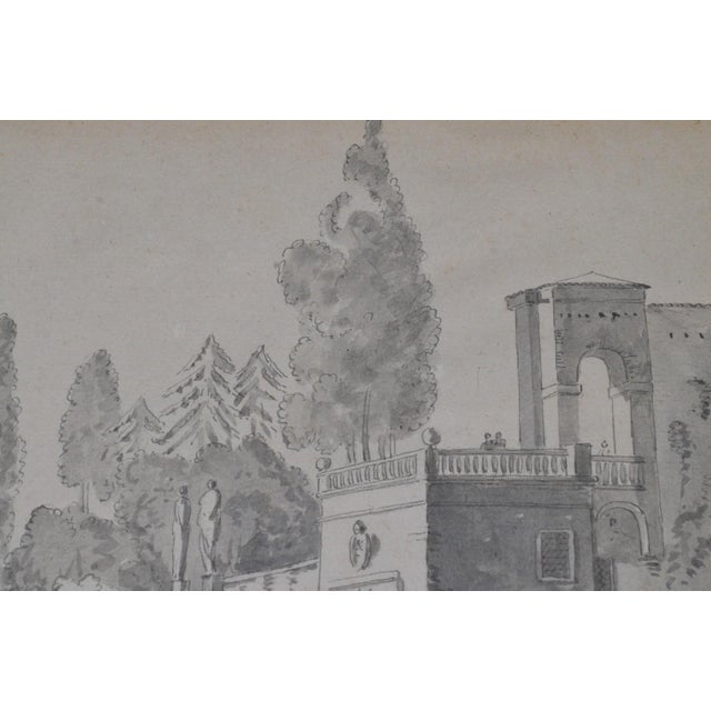 Early 19th Century Constant Bourgeois Du Castelet (1767–1841) Pair of Ink Wash Drawings — Views of Palaces in the Roman Countryside For Sale - Image 12 of 17