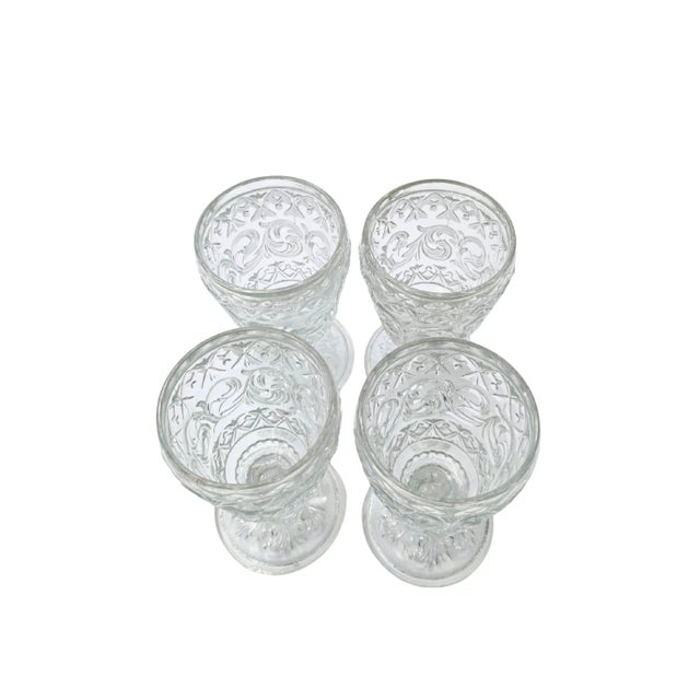 Metal Set of 4 Antique Baccarat Arabesque Goblets – Ornate Lead Crystal – Made in France, c.1840s For Sale - Image 7 of 8