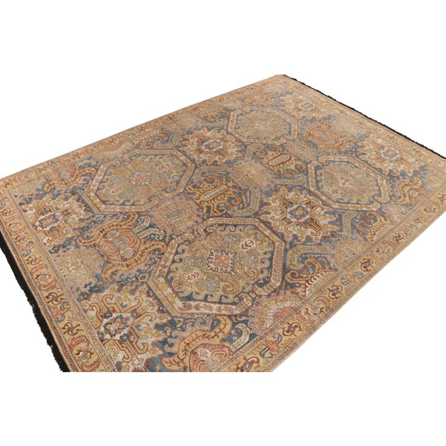 Tribal Tribal Style Rug in Blue & Gold Geometric Floral Pattern by Rug & Kilim For Sale - Image 3 of 7