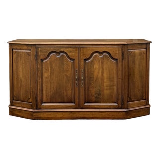 Vintage Davis Cabinet Company French Country Solid Walnut Two Door Buffet or Sideboard For Sale