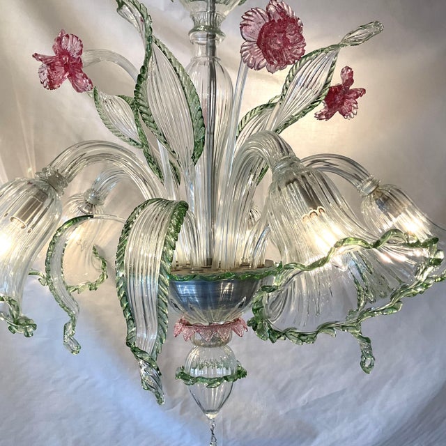 Glass Vintage Venetian Glass Chandelier For Sale - Image 7 of 16