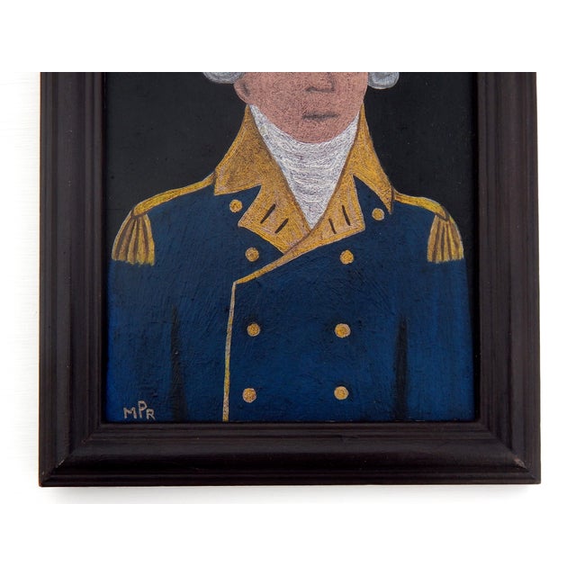 Contemporary Matt Rix, Naive Style Admiral Portrait, Oil on Board For Sale - Image 3 of 8