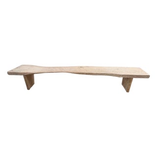 Andrianna Shamaris Impressive Live Edge Teak Wood Long Bench For Sale