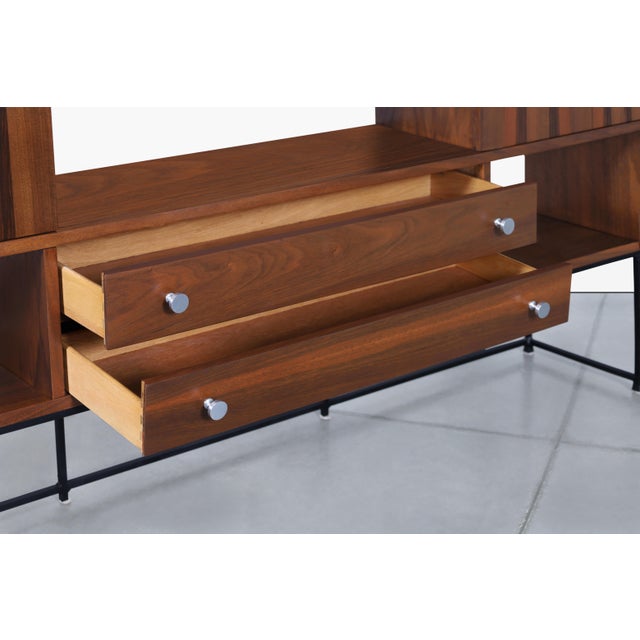 Wood 1960s Mid-Century Modern Walnut and Rosewood Display Cabinet by Stanley For Sale - Image 7 of 14