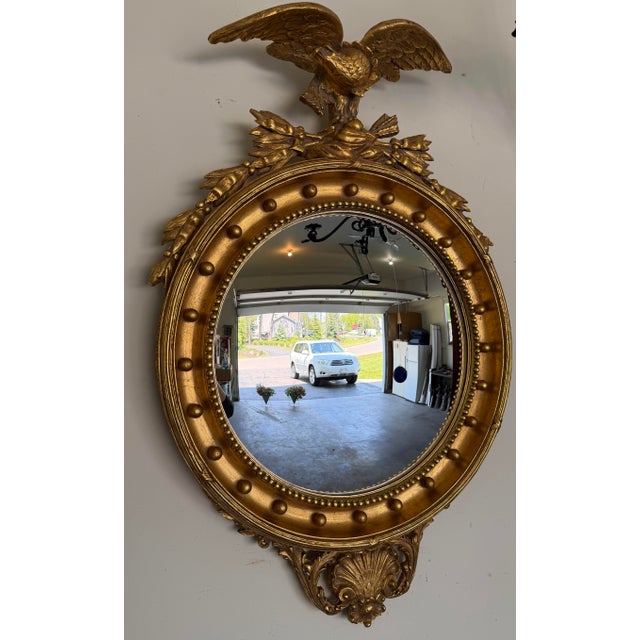 Federal Style Convex Eagle Girandole Mirror With Shell Cartouche, 48" For Sale - Image 11 of 12