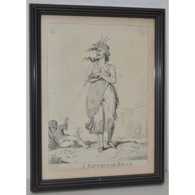"A Republican Belle - A Picture of Paris for 1794" Etching by Isaac Cruikshank. Satirical etching by Isaac Cruikshank...