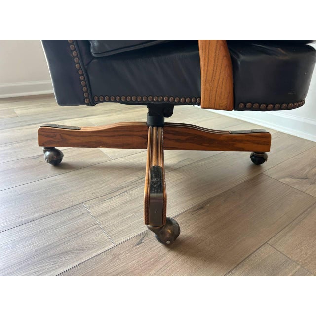 Wood 1970s Gooseneck Arm Traditional Executive Chair Attributed to John Widdicomb For Sale - Image 7 of 7