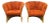 1960's Sculptural Rattan Barrel Chairs in Original Orange Chenille- A Pair For Sale