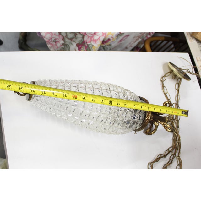 Mid 20th Century 1960s Double Swag Lamps With Large Pineapple Glass Shades For Sale - Image 5 of 10