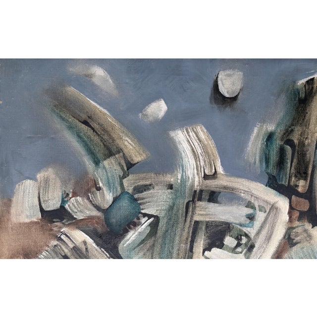 Abstract Paysage De Pierres Mortes, Signed Oil Painting by Jacques Zimmermann For Sale - Image 3 of 4