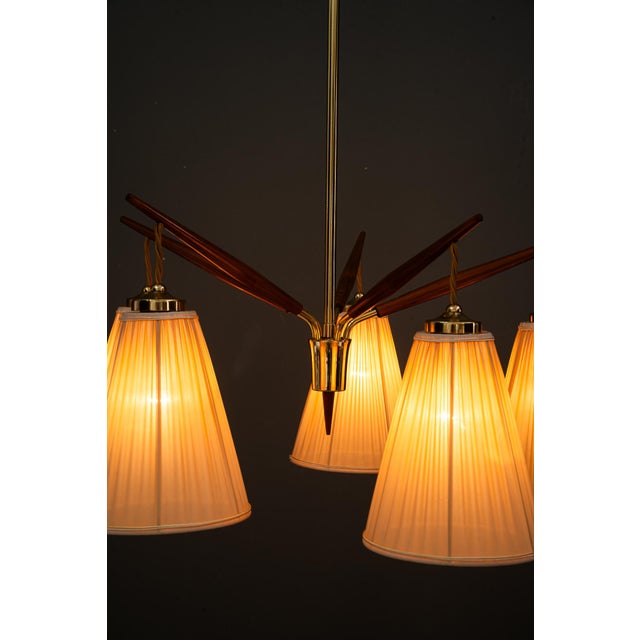 Chandelier with Fabric Shades from Rupert Nikoll, Vienna, 1950s For Sale - Image 11 of 18