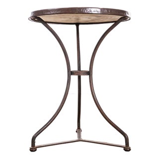 Small French Round Gueridon Table with Marble Top, 1950s For Sale