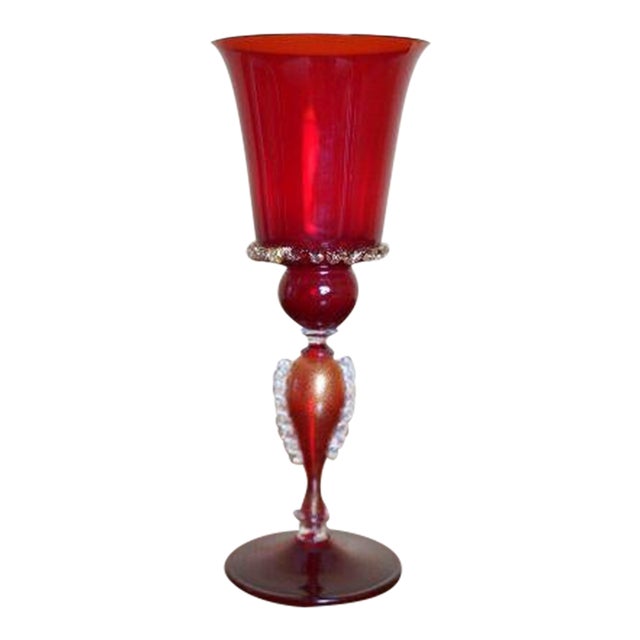 Italian Handcrafted Chalice in Blown Murano Glass 1970s For Sale