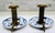 Mid-Century Modern Pair of Vintage Royal Copenhagen Blue Fluted Brass Push-Up Chambersticks, Denmark For Sale - Image 3 of 15