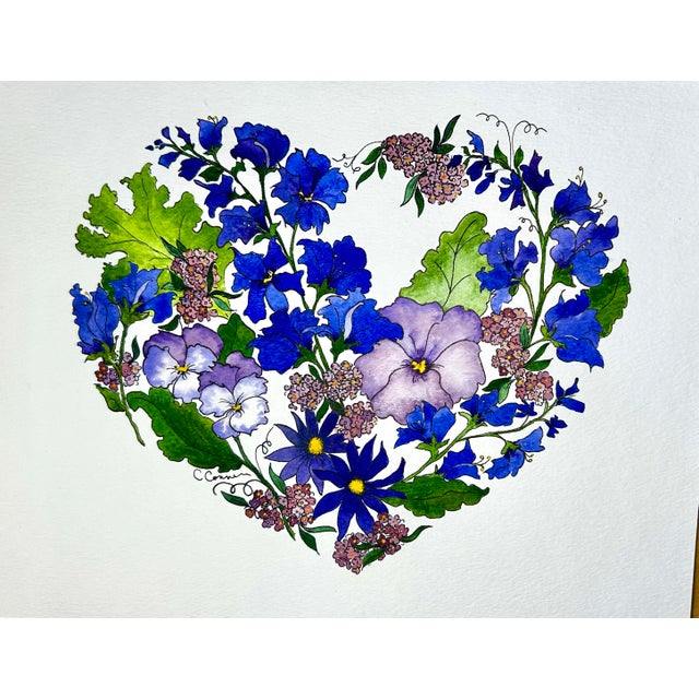 American Original Watercolor Painting Purple Garden For Sale - Image 3 of 5