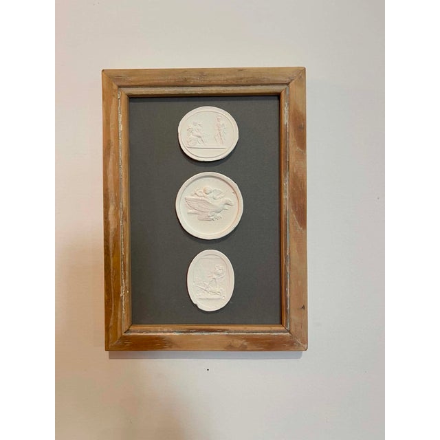 Late 19th Century Italian Plaster Intaglios in 1880s Pine Frame For Sale - Image 5 of 7