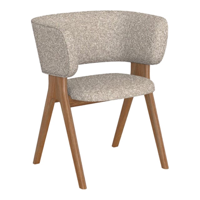 Y Armchair – Solid European Oak, Brown Oil, Bouclé Upholstery For Sale