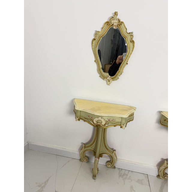 Beige Venetian Bedside Tables with and Mirrors, 1960s, Set of 4 For Sale - Image 8 of 13