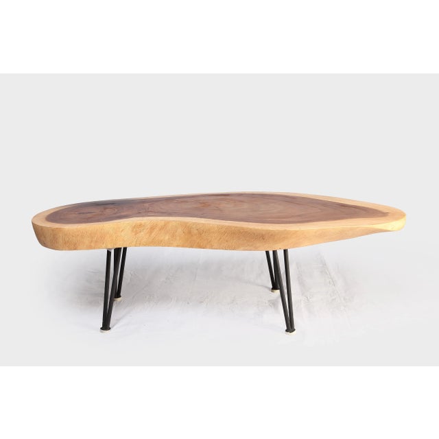 One Slab Living Edge Coffee Table With Black Iron Legs 51 For Sale In Greensboro - Image 6 of 6