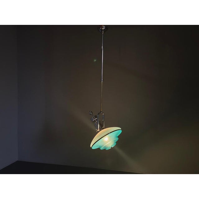 Bauhaus Adjustable Ceiling Light in Brass and Glass from Otto Mueller, 1930s For Sale - Image 16 of 17