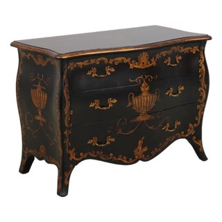 Maitland Smith Louis XV Style Black & Gold Commode Chest For Sale