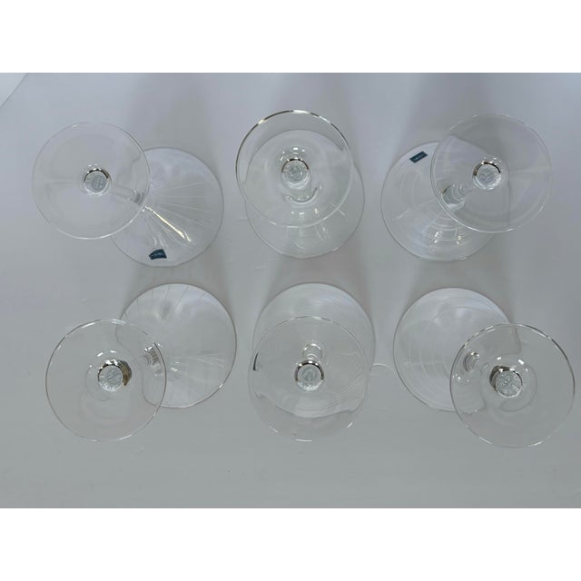 Late 20th Century Pair of Vintage Mikasa Cheers- Spiral Etched Martini Glasses Modernist Barware For Sale - Image 5 of 8