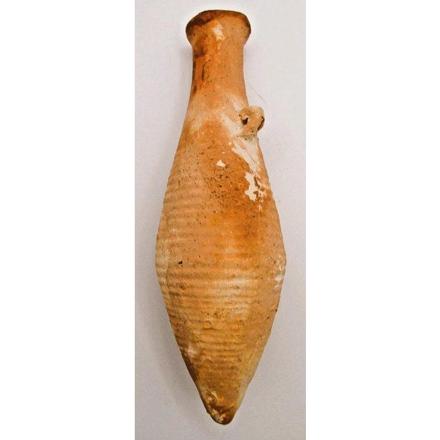Ceramic Ancient Terracotta Elongated Piriform Body Transport Amphora on Stand For Sale - Image 7 of 13