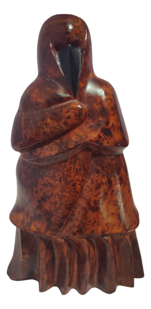 Figurative Sculpture of Woman with Niqab in Wood, 1960s