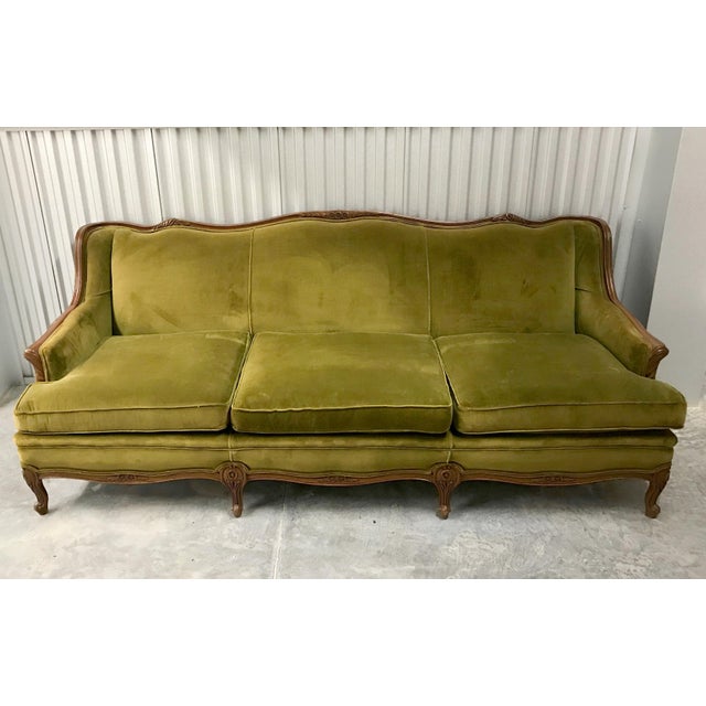 1950s Vintage Fogle Furniture Co Victorian Style Velvet Sofa