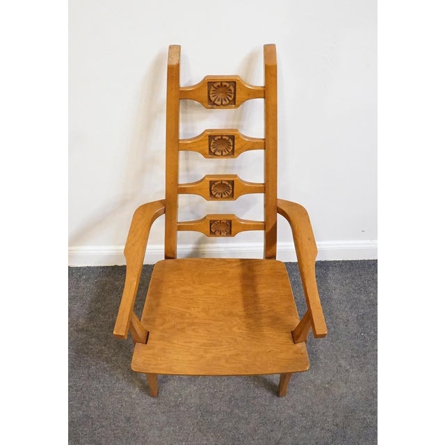Brown Unique Furniture Solid Oak Southwestern Mediterranean Ladderback Dining Arm Chair 5530 – American Fiesta Finish For Sale - Image 8 of 10