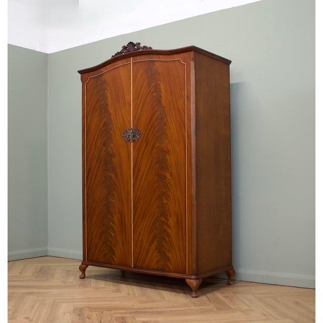 Vintage Queen Ann Style Wardrobe, 1950s For Sale - Image 6 of 12