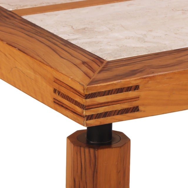 Italian Italian Olive Wood and Travertine Dining Table, C. 1960 For Sale - Image 3 of 7