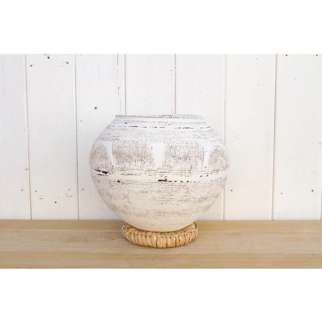 19th Century Whitewash African Antique Clay Pot For Sale - Image 5 of 10